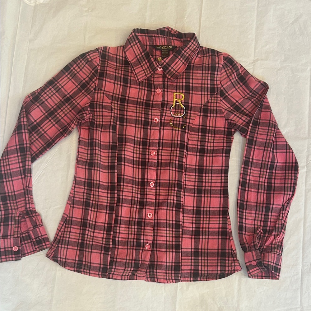 Rocawear Pink Plaid Kids Button Down Shirt